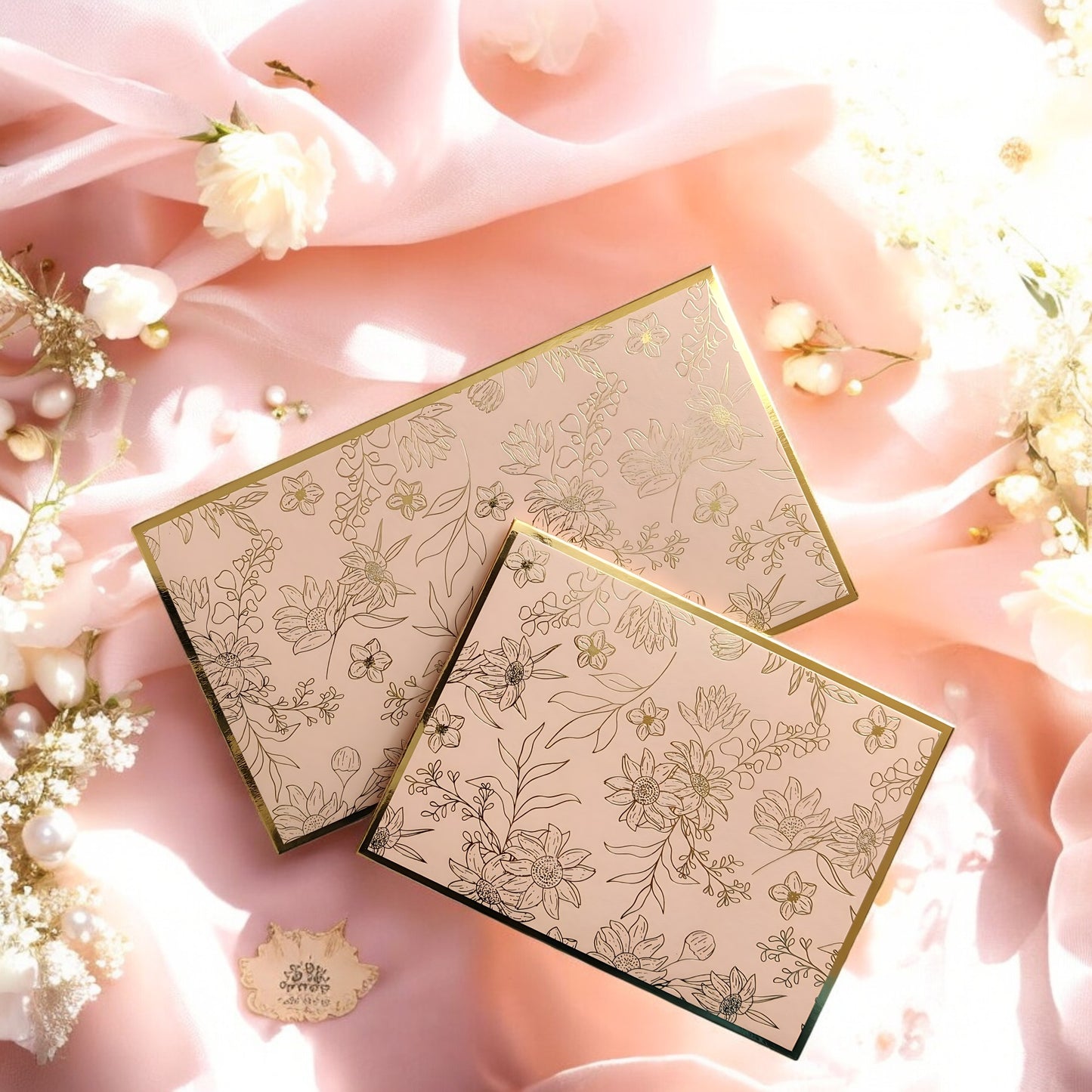 Blush Blossom- Luxe Duo Magnetic Shagun Envelope Set