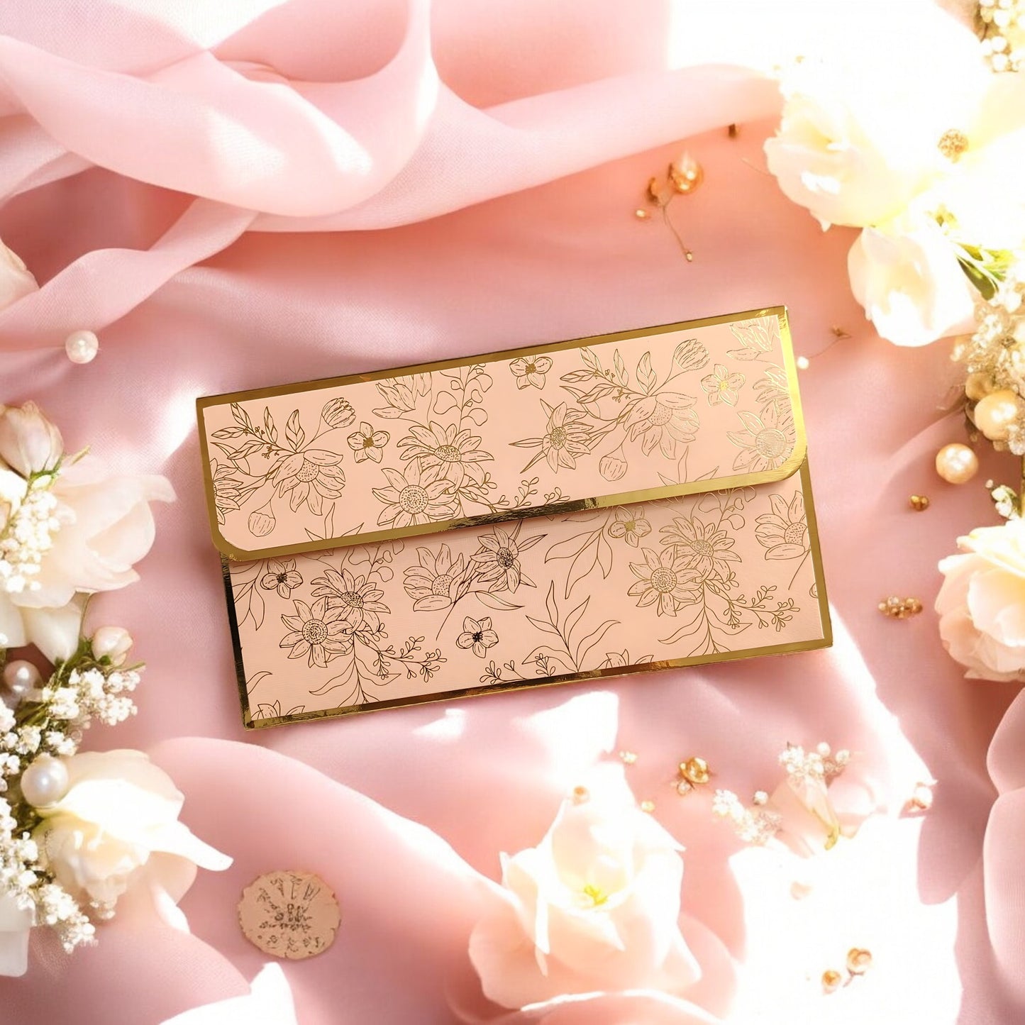 Blush Blossom- Classic Luxe Magnetic Shagun Envelope