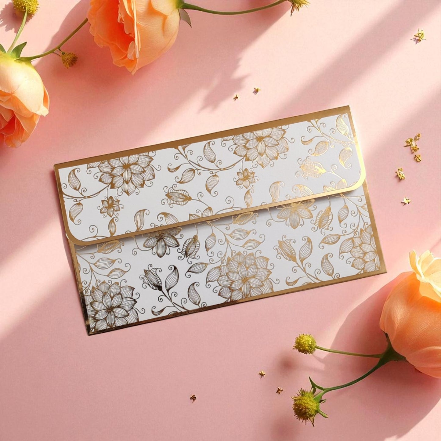 Golden Bloom- Classic Luxe Magnetic Shagun Envelope