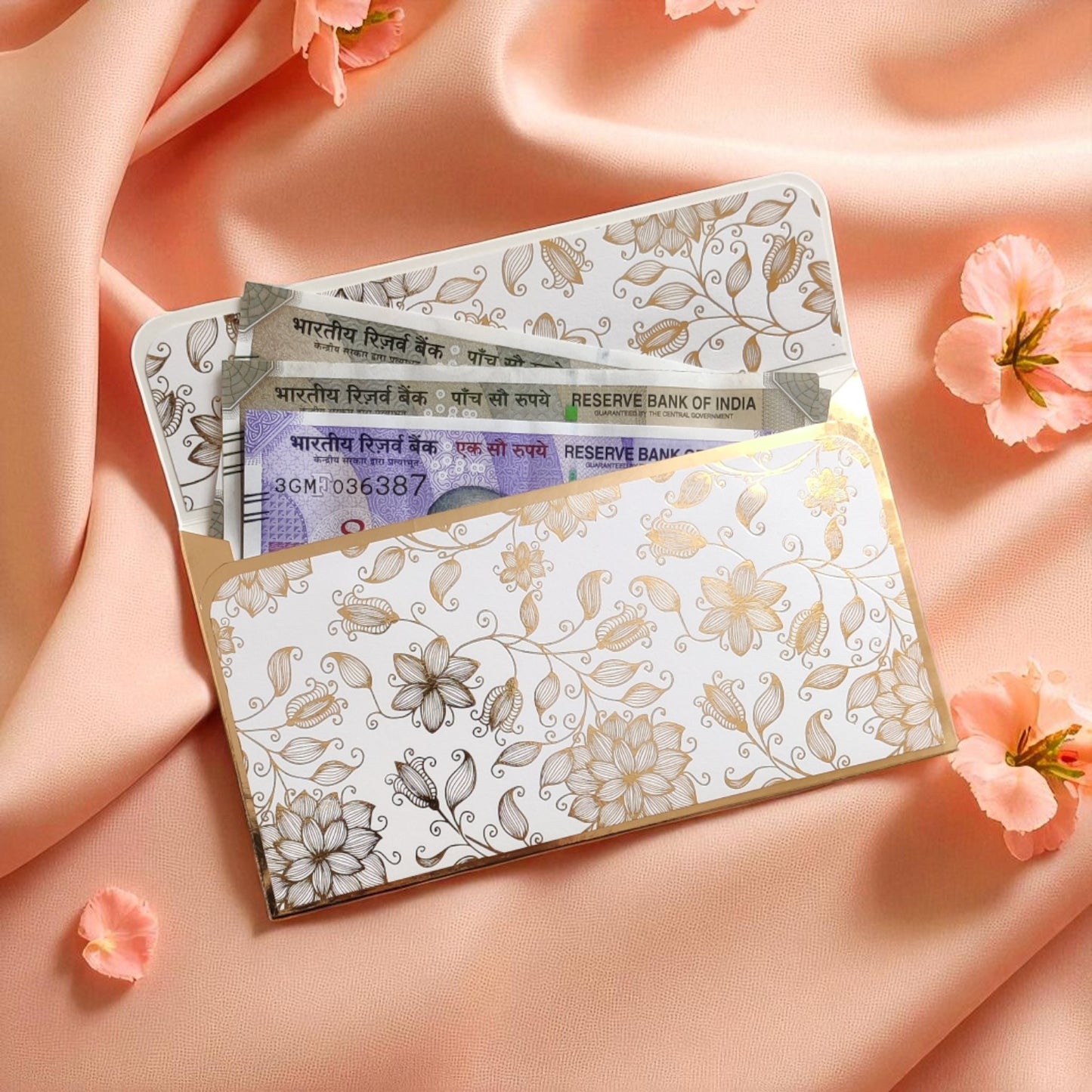 Golden Bloom- Classic Luxe Magnetic Shagun Envelope