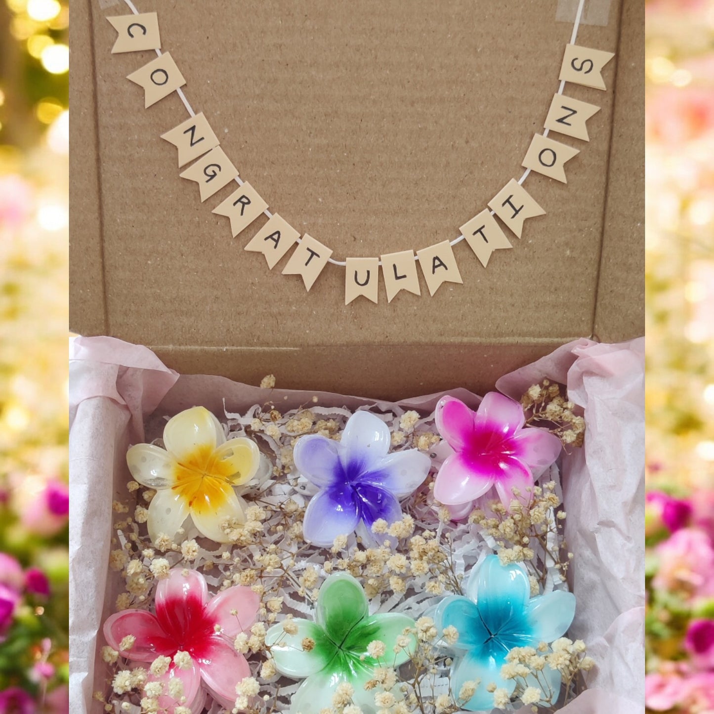 Garden of Joy – Floral Claw Clip Gift Hamper (Set of 6)
