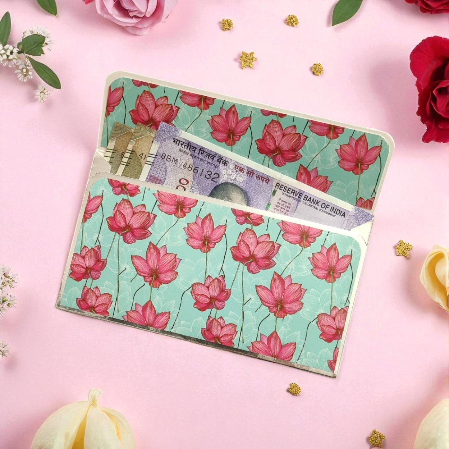 Lotus Bloom- Classic Traditional Magnetic Shagun Envelope