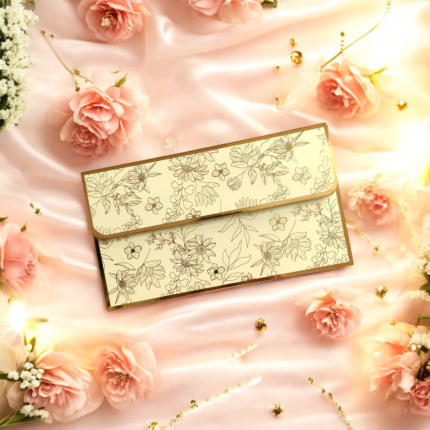 Whispering Petals- Classic Luxe Magnetic Shagun Envelope
