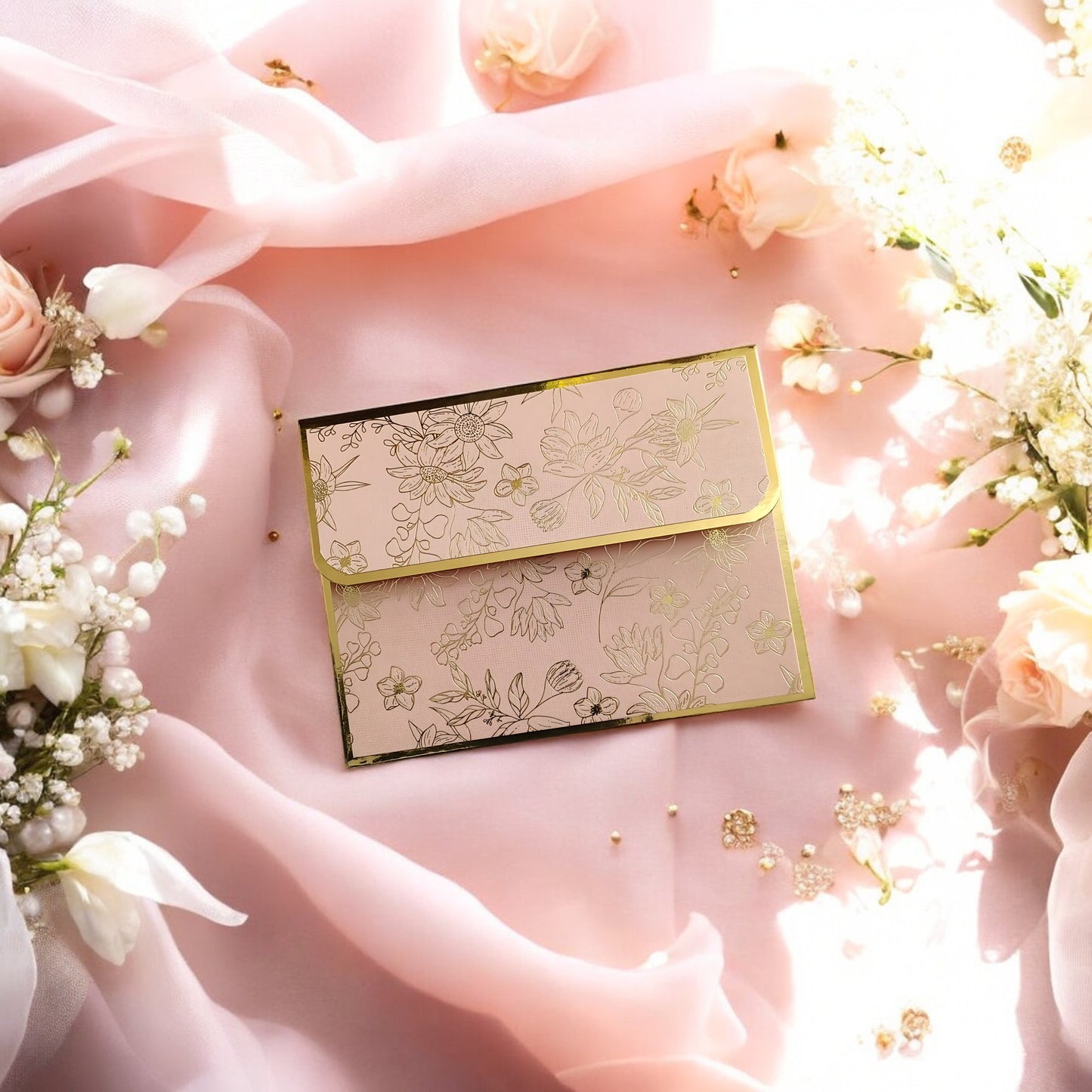 Blush Blossom- Petite Luxe Magnetic Shagun Envelope