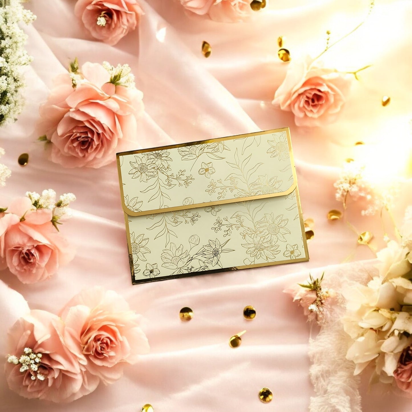 Whispering Petals- Petite Luxe Magnetic Shagun Envelope